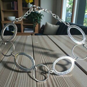 Sterling Silver 925 LA Link Chain Necklace – Oval & Round Mixed Links, Lobster C